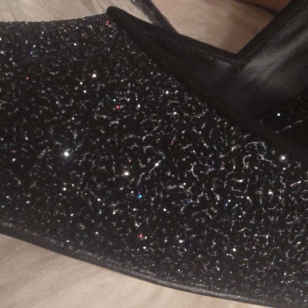 Jean-Michel Cazabat Black Glitter Pointed-Toe Stiletto Heels 4 Inches Heel 38.5 - Picture 15 of 15